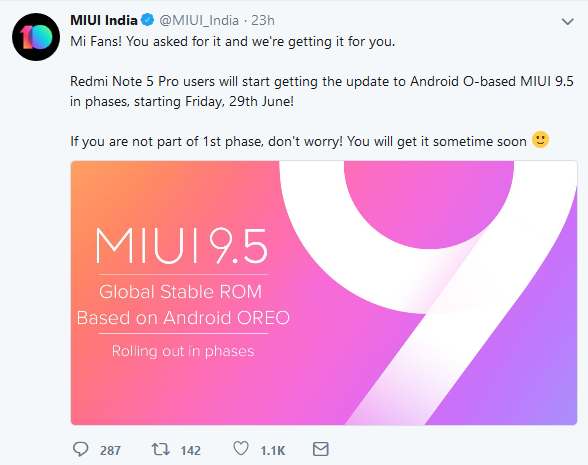 Redmi note 5 pro miui update
